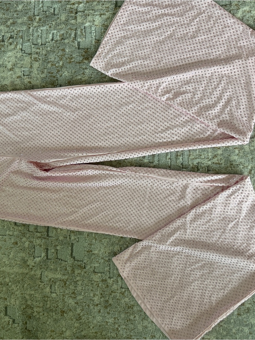 Good American Blush Pink Stud-Covered Flare Pants